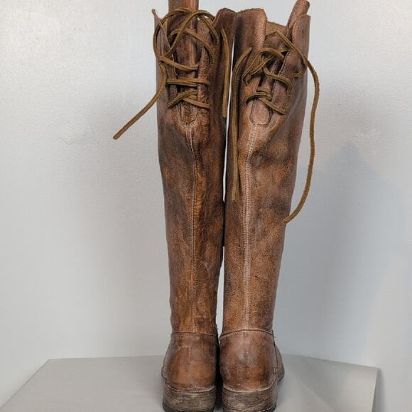 Bed Stu Manchester Knee High Leather Lace Back Boots - Picture 4 of 16